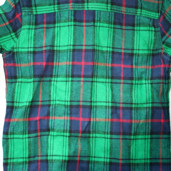 GREEN FALL FLANNEL BUTTON DOWN SHIRT PLAID BOYS 4 5 XS WARM AUTUMN LAYERING TOP - Picture 11 of 12